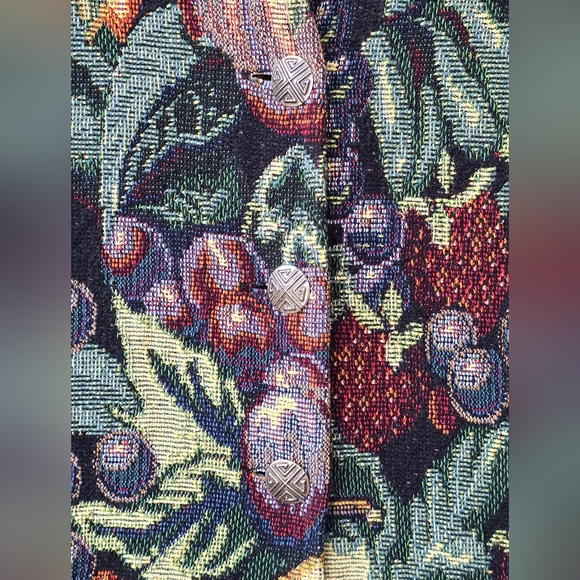 Vintage Handmade Fall Fruits  Tapestry Vest 3 Button Closure Women's Med/large - Picture 6 of 7
